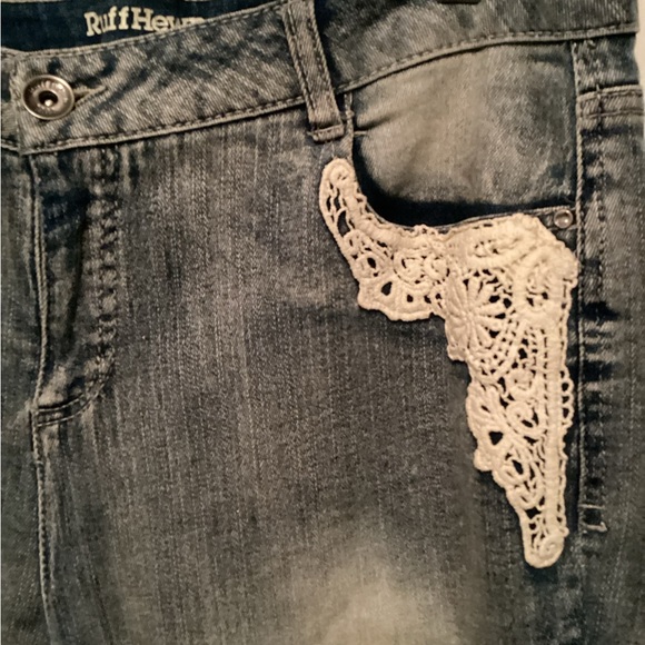 Ruff Hewn Light Blue Jeans with Lace Trim Pockets - Picture 3 of 10